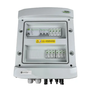 Rozdzielnica DCAC IP65 z ogranicznikiem przepięć DC Noark 1000V typu 2, 2 x MPPT | ogr. AC Noark typ 2, 25A 3-F, RCD typ A 40A/100mA | EM-382N_DCAC