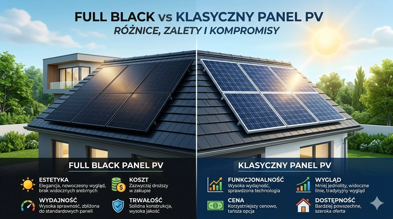 Full Black vs klasyczny panel PV – różnice, zalety i wady