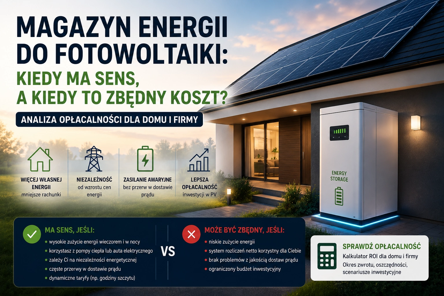 Magazyn energii do fotowoltaiki: kiedy ma sens, a kiedy to zbędny koszt? Analiza opłacalności dla domu i firmy